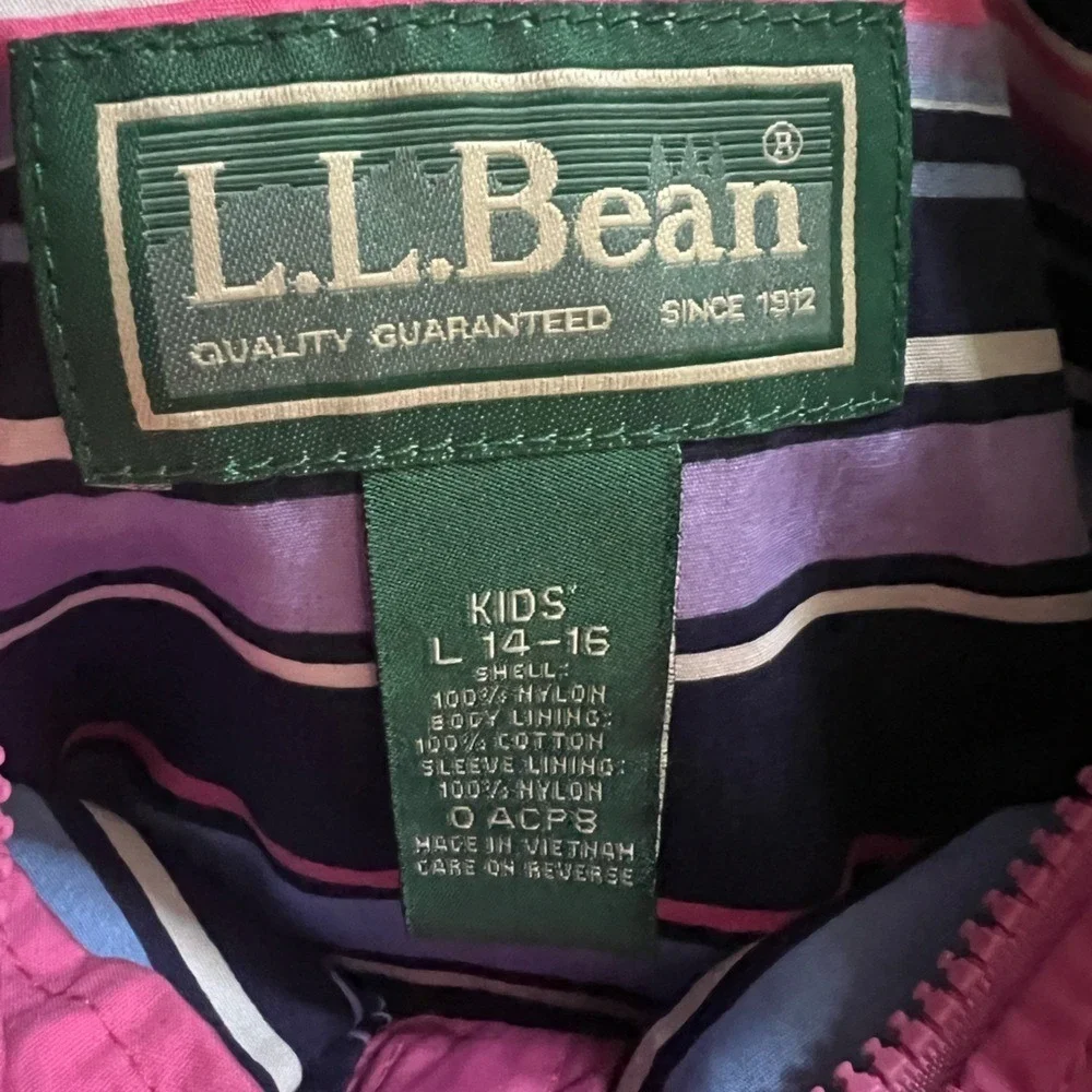 Girls Pink Large LL BEAN COAT 14/16 NWOT Valentines‎